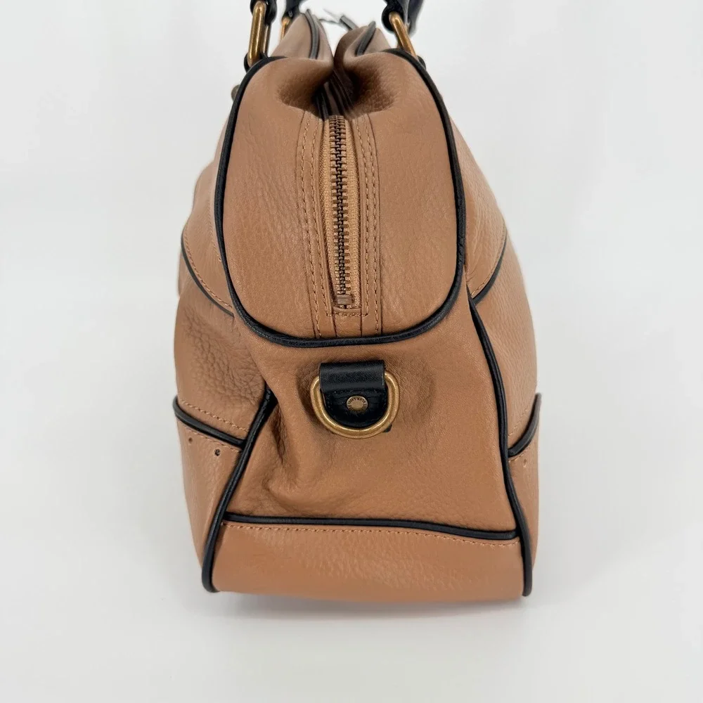 Burberry Blue Label Bowler Satchel Bag Taupe Leather Luxury Travel Work Sporty